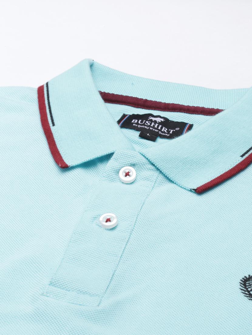 light blue solid polo t-shirt - 18235237 - Standard Image - 3