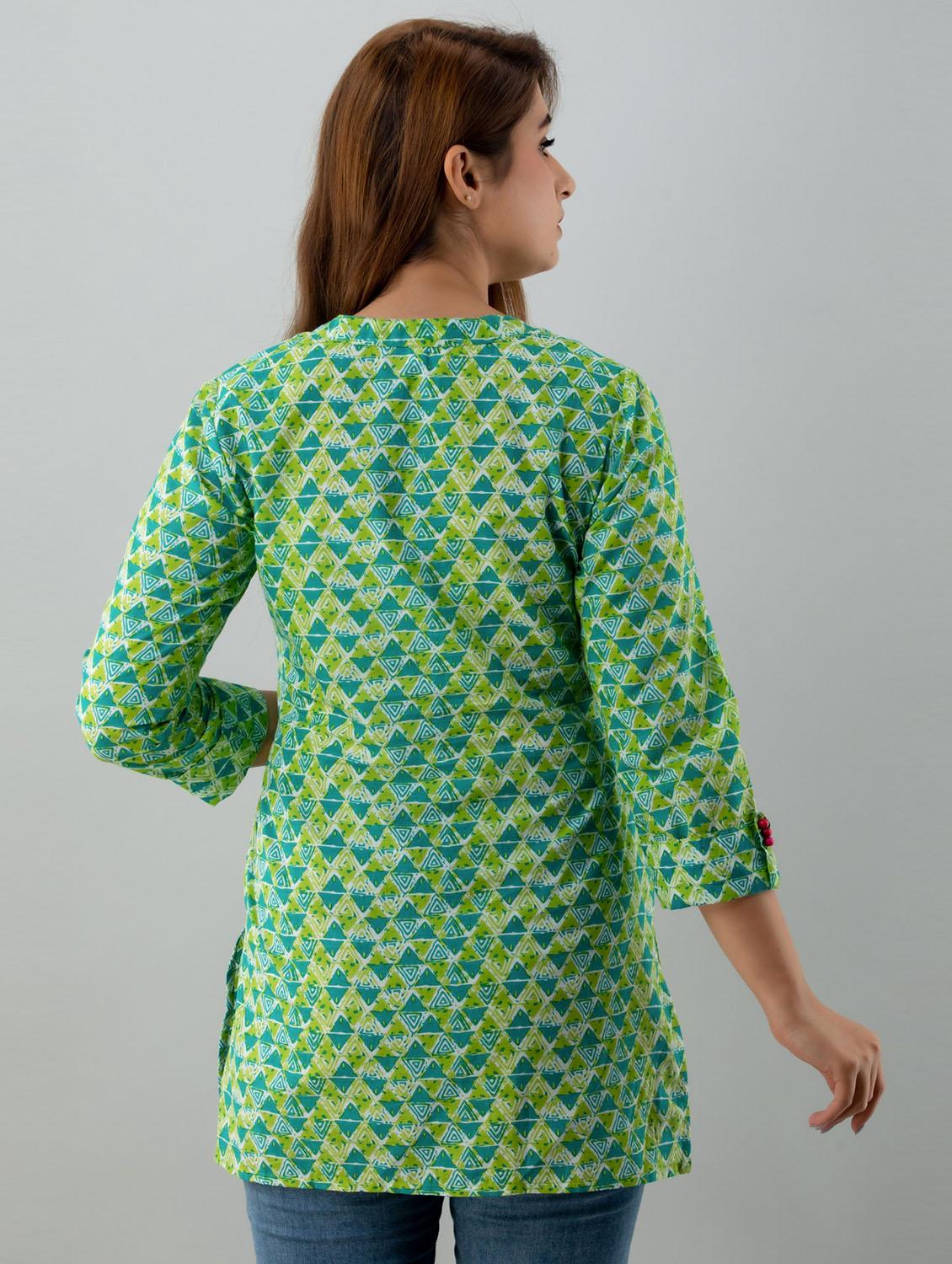 mandarin neck printed regular tunic - 18246437 - Standard Image - 3