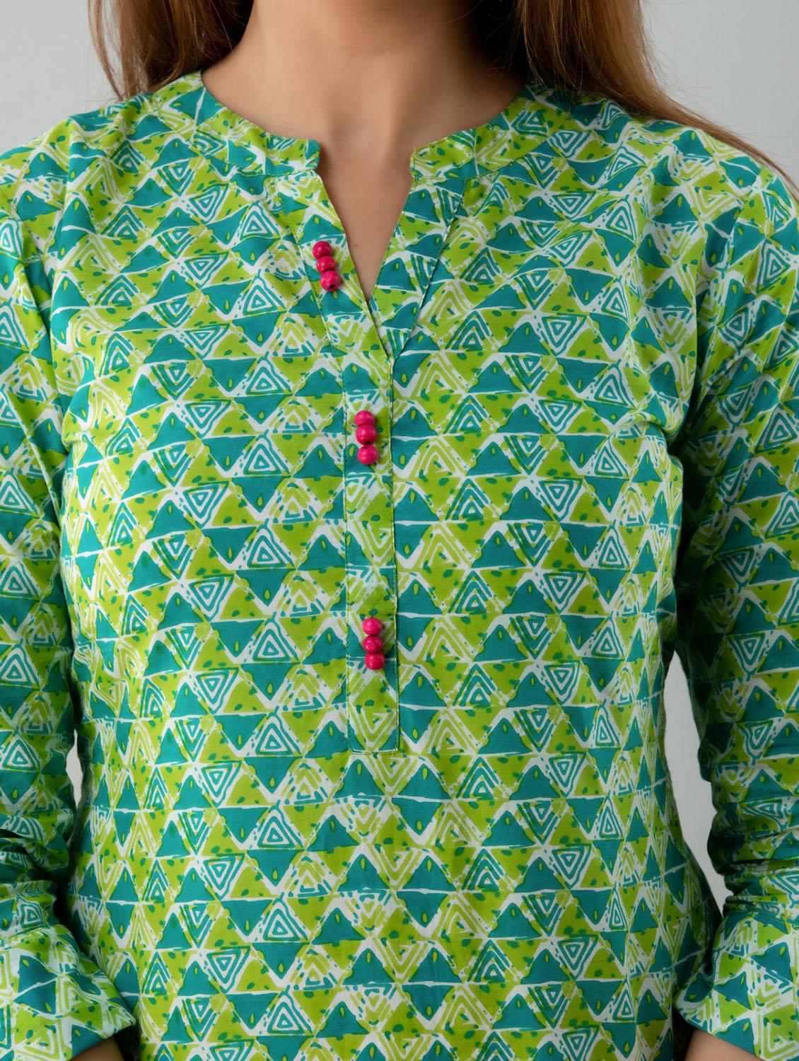 mandarin neck printed regular tunic - 18246437 - Standard Image - 5