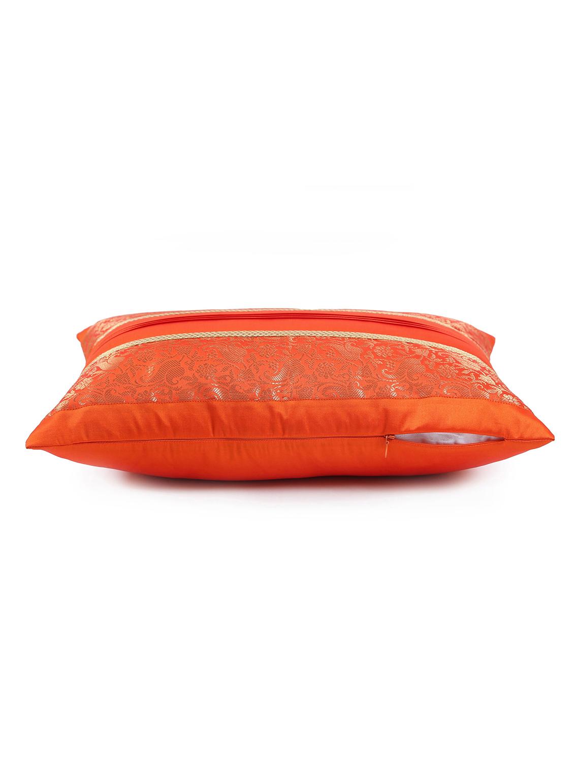 set of 2 red foliage brocade cushion cover with pleats - 18249095 - Standard Image - 6