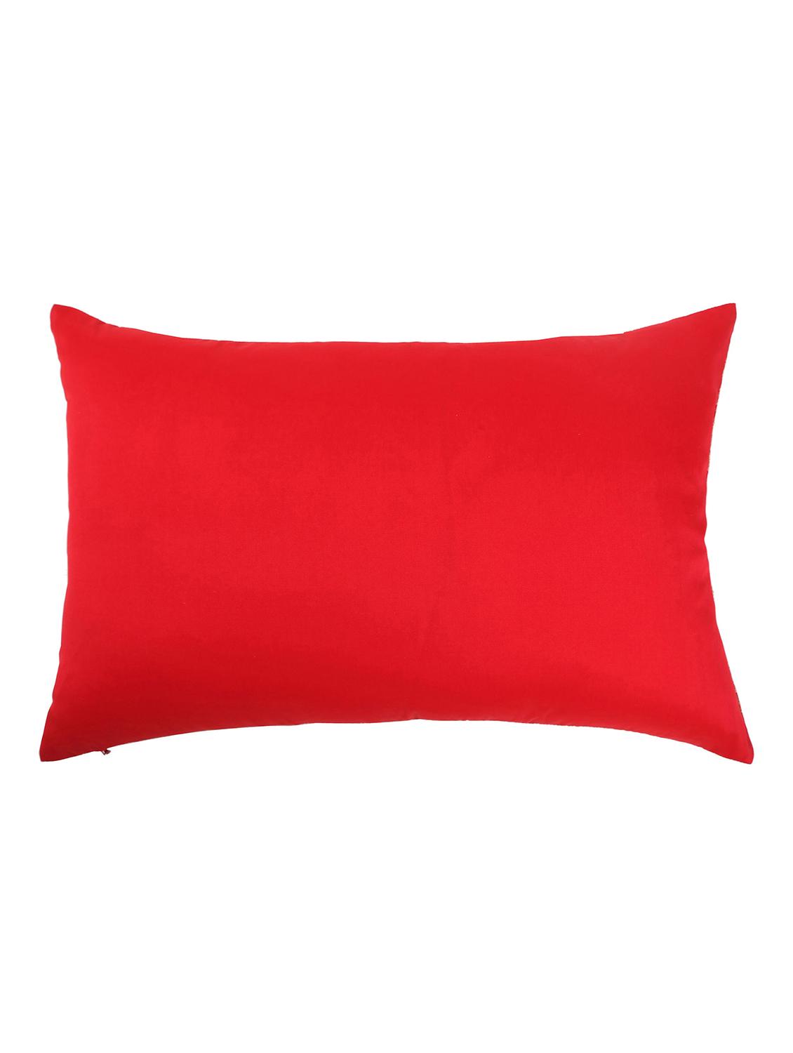 set of 2 red foliage brocade cushion cover with pleats - 18249095 - Zoom Image - 8