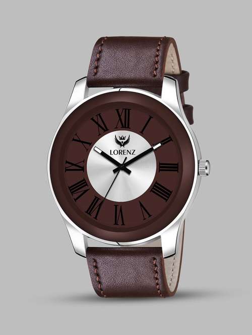 lorenz two tone dial & brown leather strap analogue watch for men | mk-404r - 18253867 - Very Small Image - 1