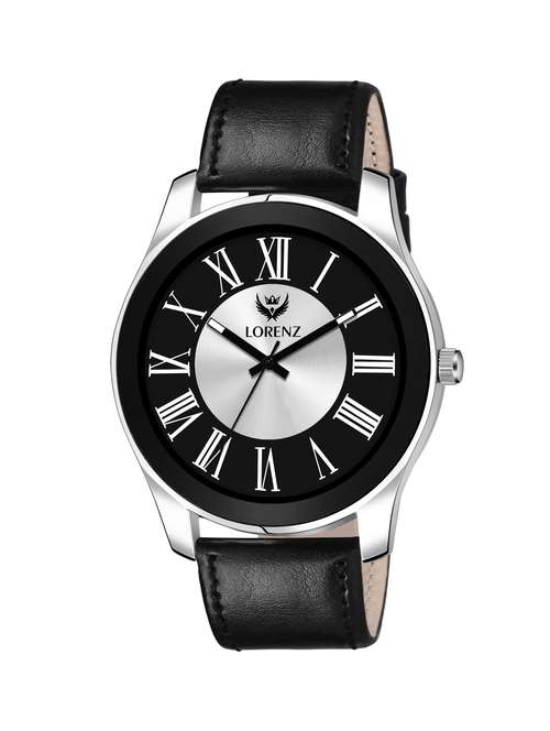 lorenz two tone dial & black leather strap analogue watch for men | mk-406r - 18253869 - Very Small Image - 1