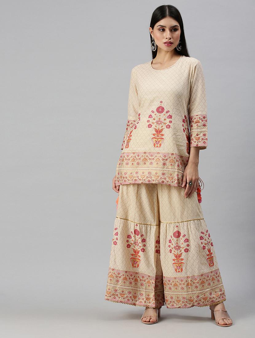 women floral round neck kurta sharara set  - 18260898 -  Zoom Image - 0