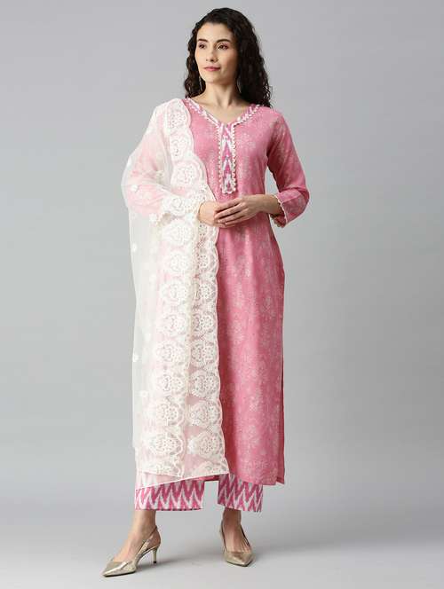 printed unstitched suit set - 18274841 - Very Small Image - 1