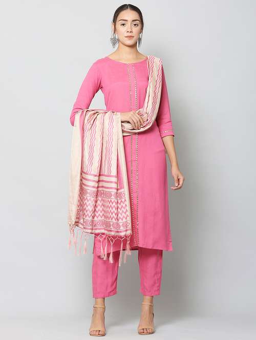 pink rayon suit  set - 18276350 - Very Small Image - 1