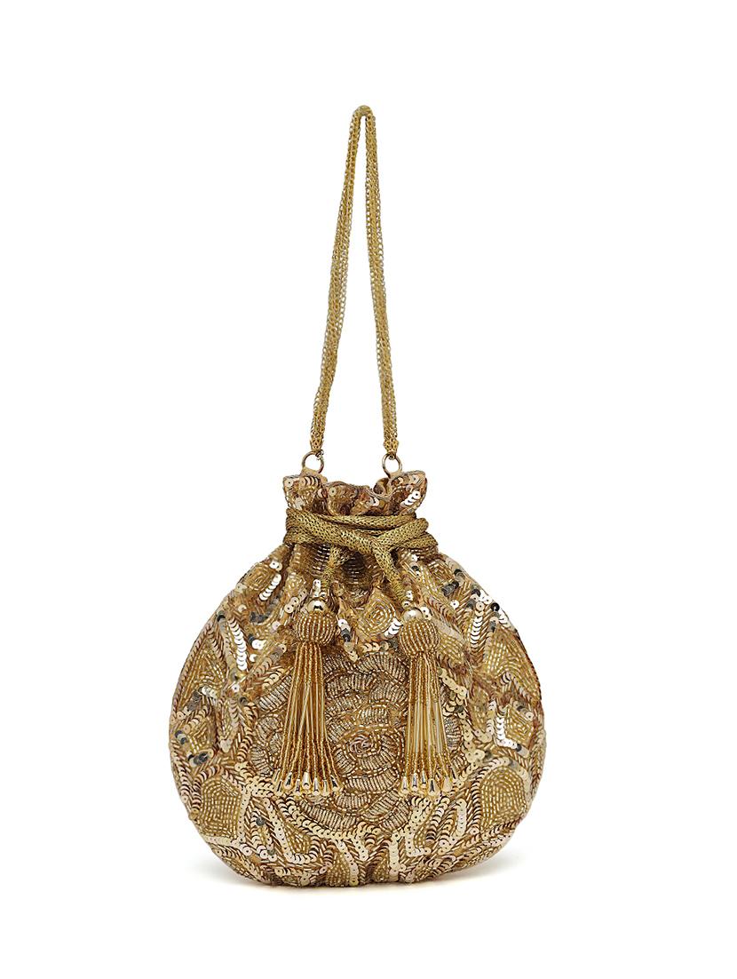 gold sequined regular potli - 18280871 - Zoom Image - 5