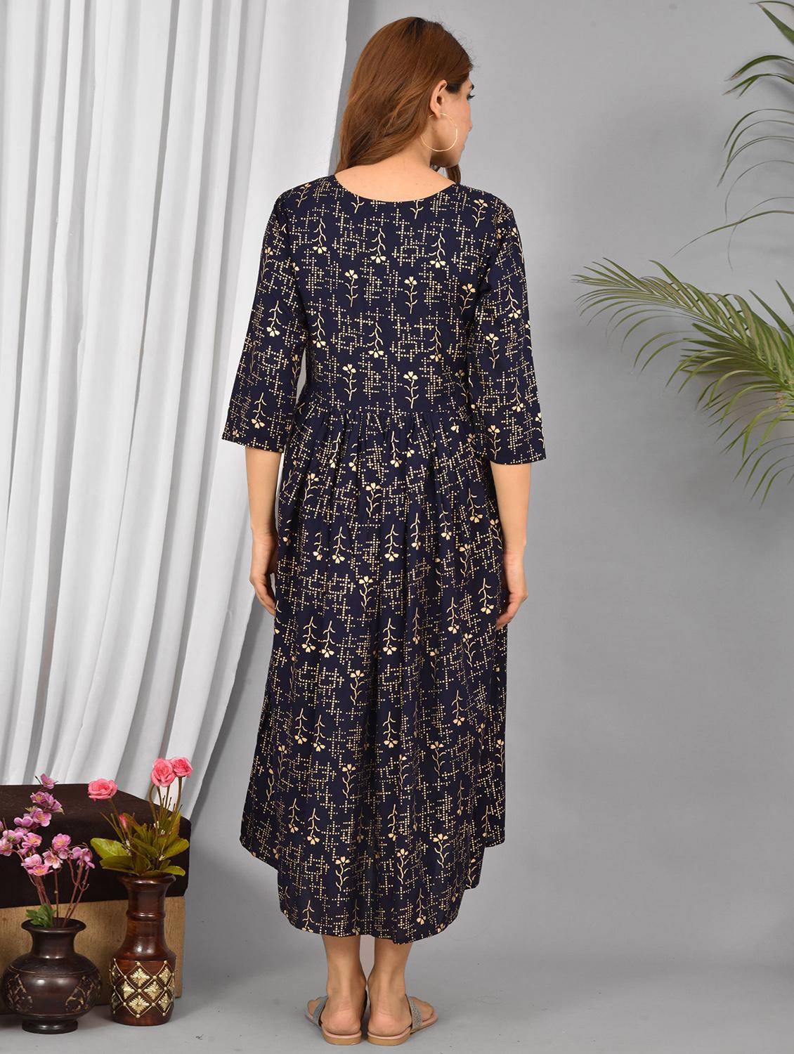 round neck printed maternity wear dress - 18294099 - Standard Image - 2