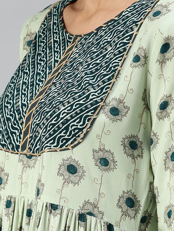 green cotton blend kurta palazzo set - 18294889 - Standard Image - 3