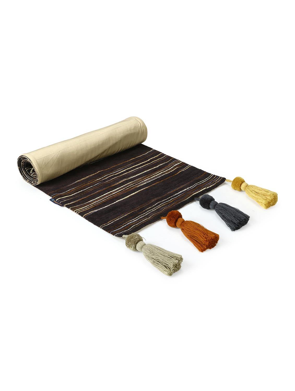 mezposh's stave striped coffee brown table runner - 18308688 - Standard Image - 2