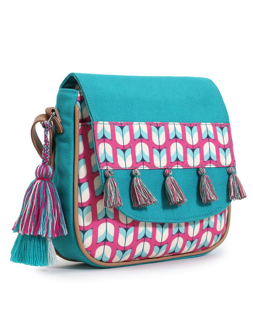 sea green printed tassel detailed sling bag - 18310285 - Zoom Image - 3