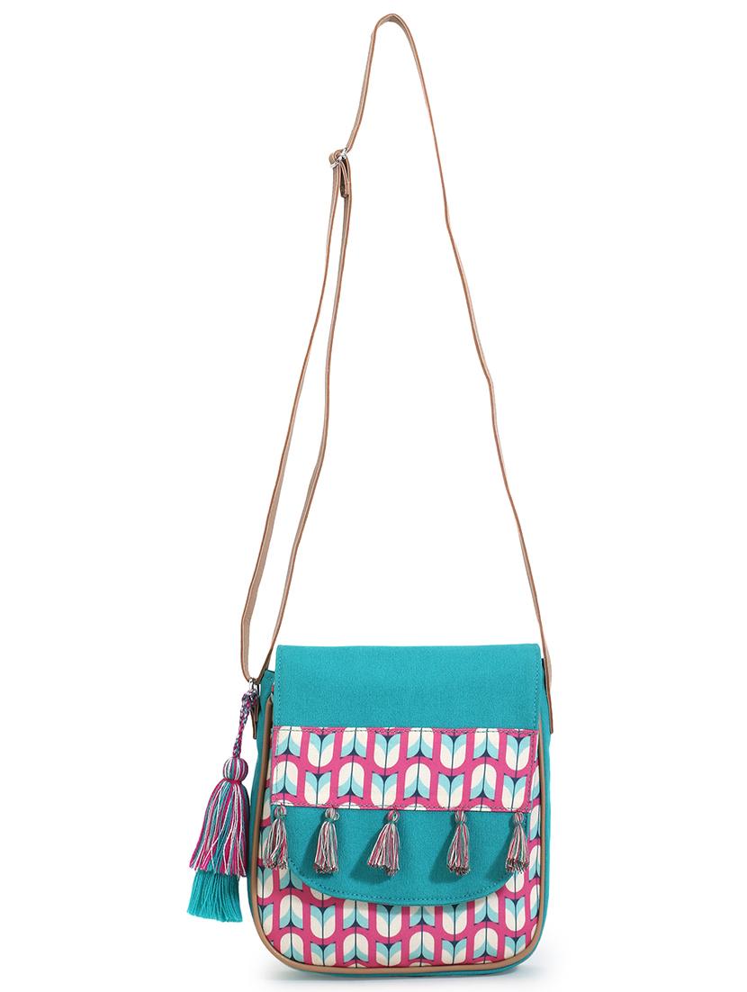 sea green printed tassel detailed sling bag - 18310285 - Zoom Image - 5