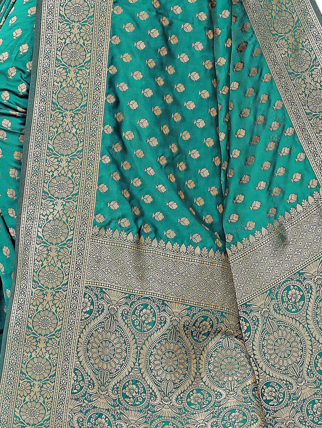 green silk blend bhagalpuri saree - 18316336 - Zoom Image - 3