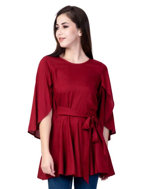 round neck solid regular top - 18318100 - Very Small Image - 1