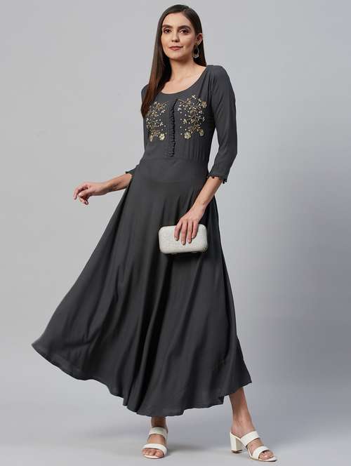 embellished flared ethnic dress - 18319701 - Very Small Image - 1