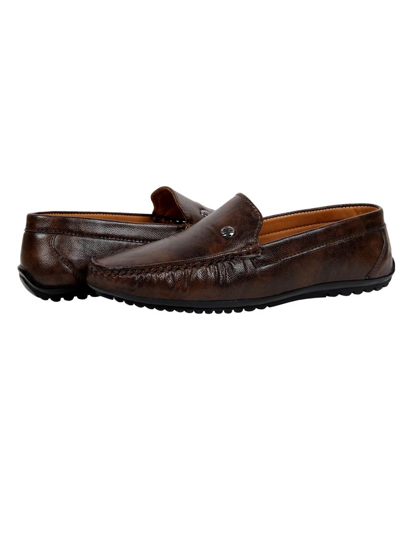brown synthetic slip on loafers - 18322517 - Standard Image - 2
