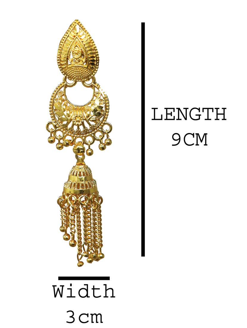 gold brass jhumka earring - 18328880 - Zoom Image - 2