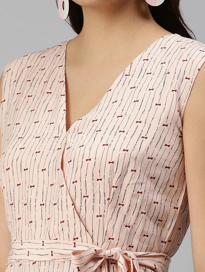 tie front printed full leg jumpsuit - 18336957 - Standard Image - 4