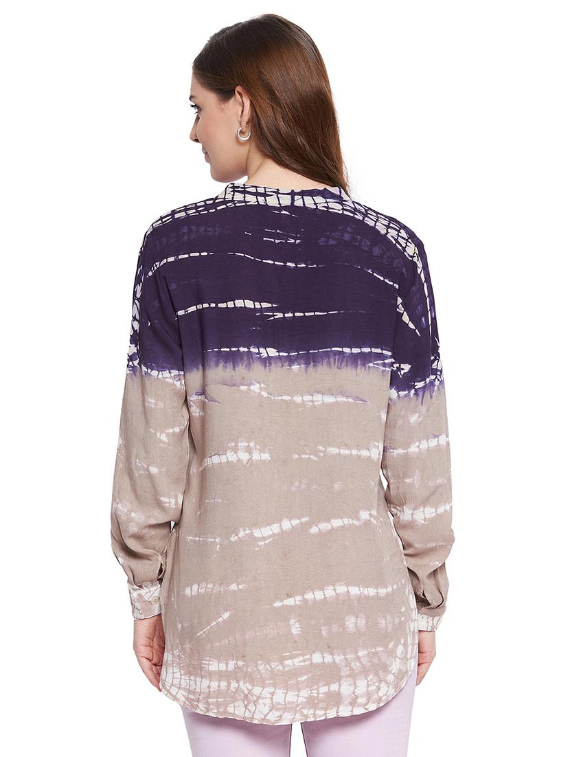 mandarin neck printed shirt - 18338525 - Zoom Image - 2