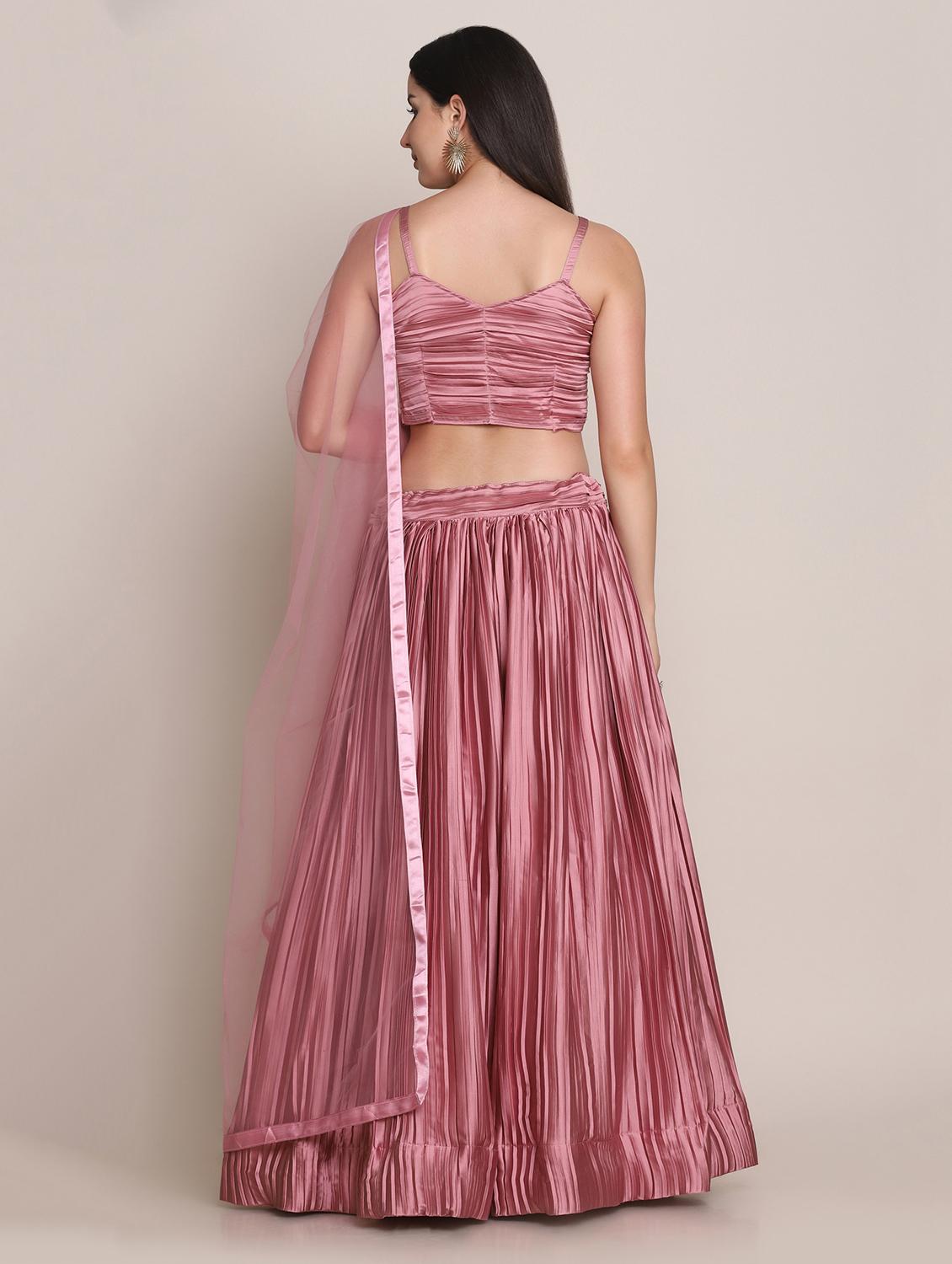 pink silk flared lehenga - 18346658 - Standard Image - 2