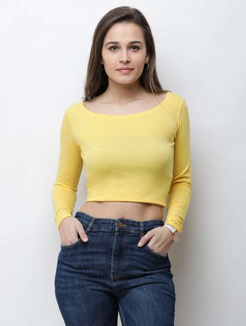 long sleeved solid crop top - 18347675 - Very Small Image - 1