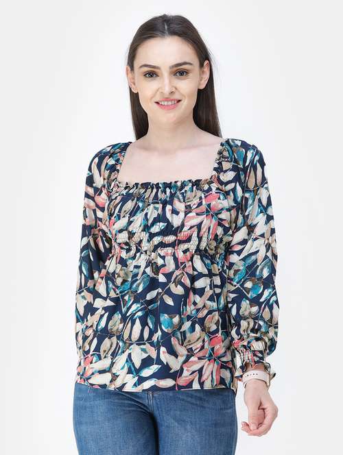 square neck floral print top - 18347802 - Very Small Image - 1