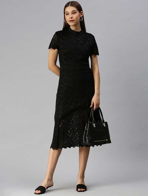 short sleeved embellished fit & flare dress - 18372193 - Very Small Image - 1