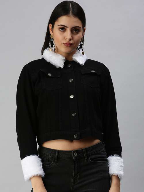 Fur Embellished Denim Jacket - 18372245 - Very Small Image - 1