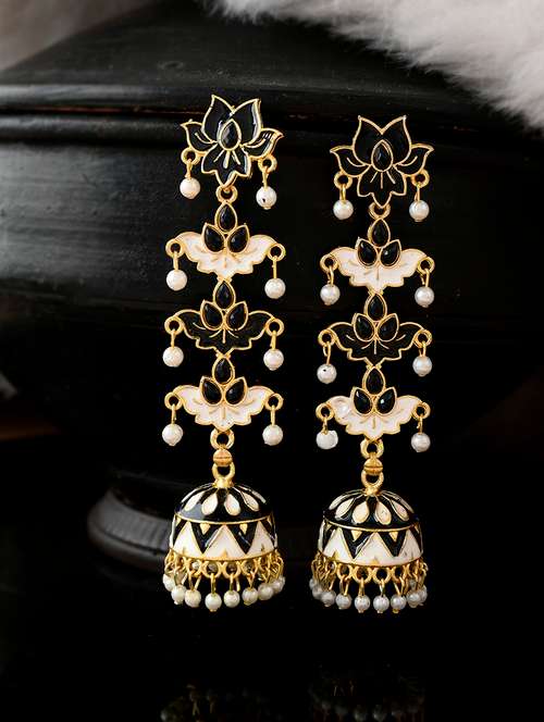 black brass jhumka earring - 18382679 - Very Small Image - 1