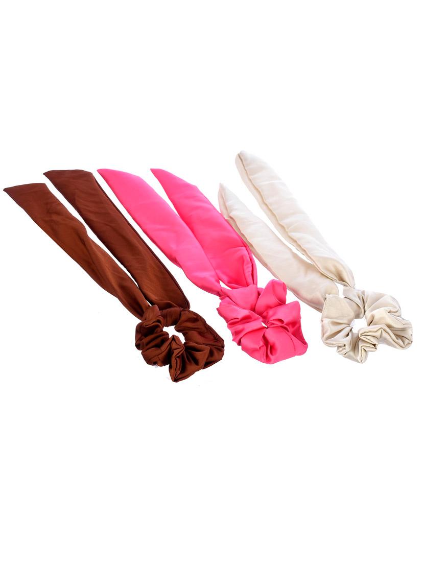 women multicolored set of 3 scarf hair scrunchies ponytail holders - 18382894 - Zoom Image - 2