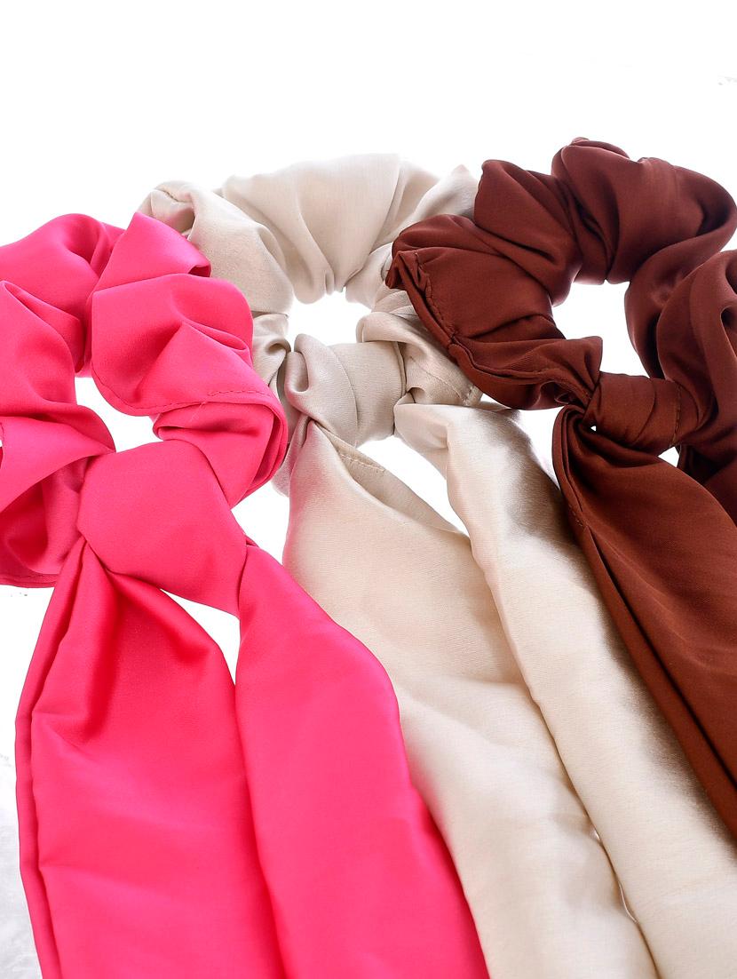 women multicolored set of 3 scarf hair scrunchies ponytail holders - 18382894 - Zoom Image - 3