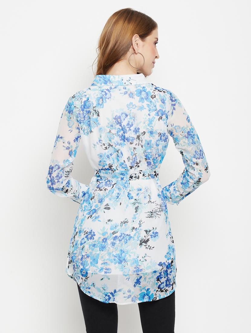 tie front printed shirt tunic - 18384505 - Standard Image - 2