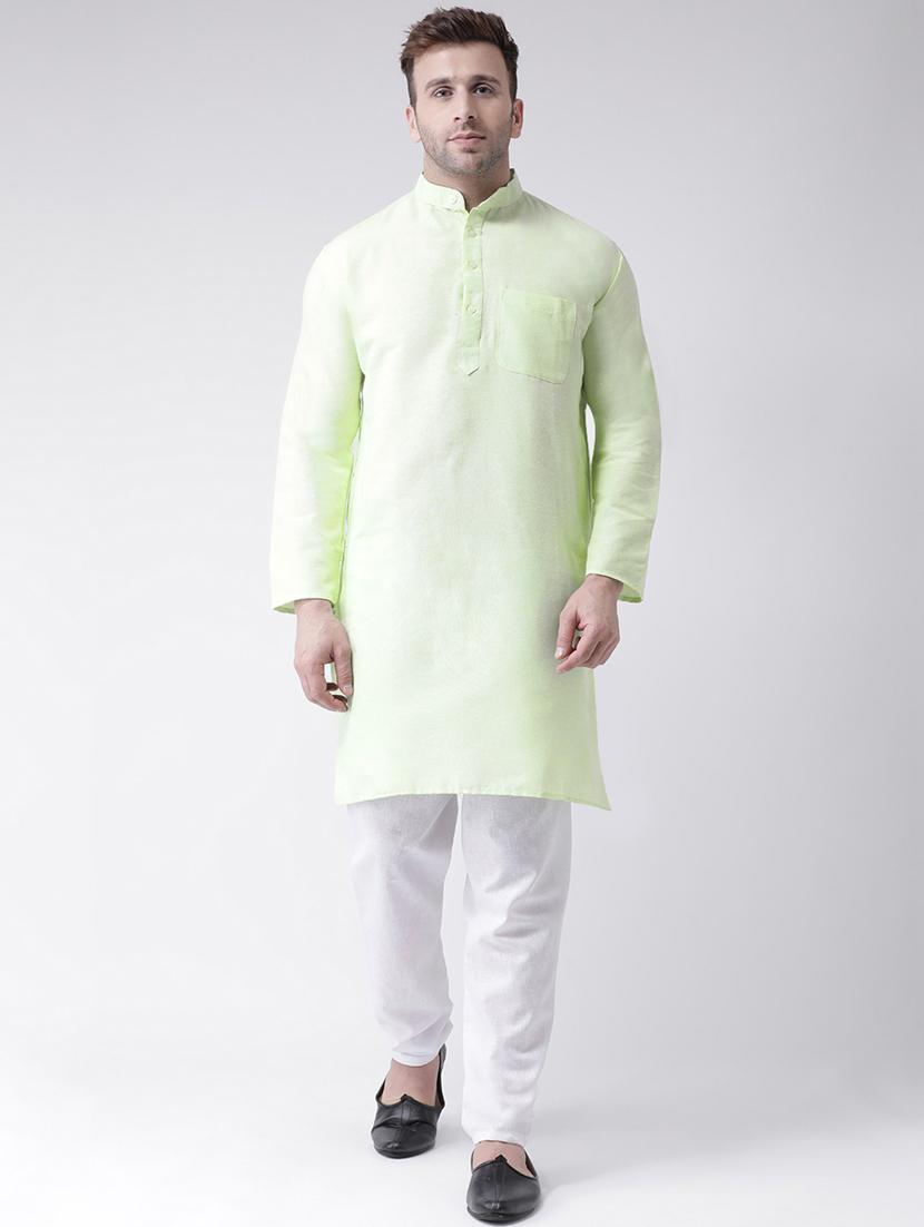 green solid kurta pyjama ethnic wear set - 18389976 - Standard Image - 2