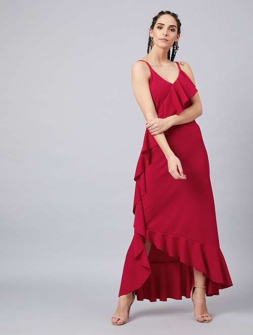 women's asymmetric solid dress - 18391224 - Very Small Image - 1