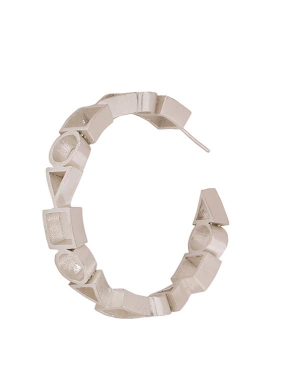 silver brass hoop earring - 18393381 - Zoom Image - 2