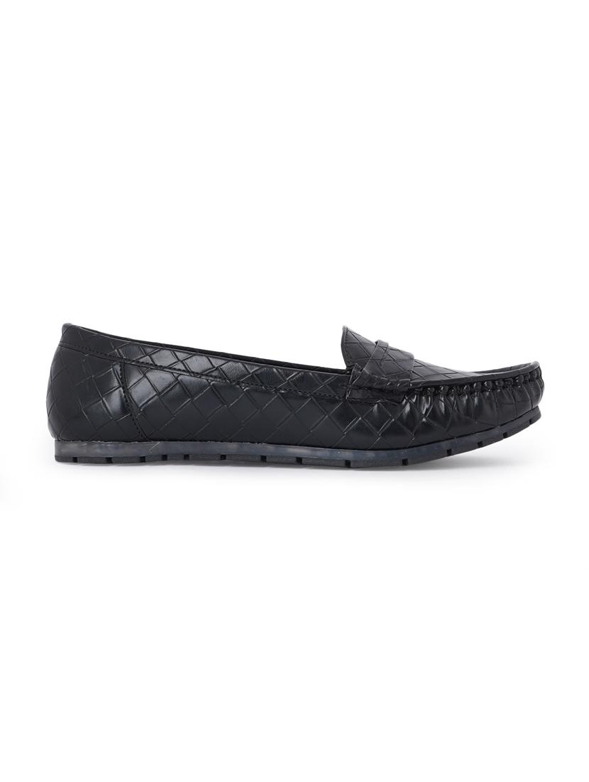 black synthetic slip on loafers - 18393521 - Standard Image - 2