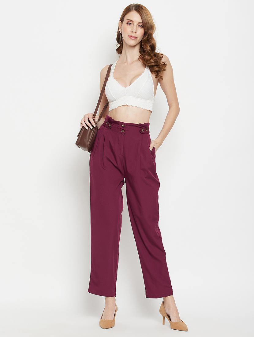 high rise solid pleated trouser - 18399728 - Standard Image - 3