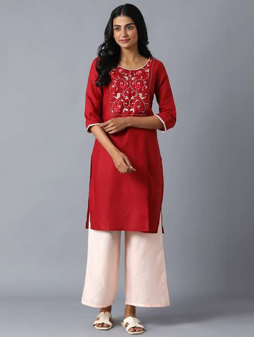 red cotton blend suit  set - 18400710 - Very Small Image - 1