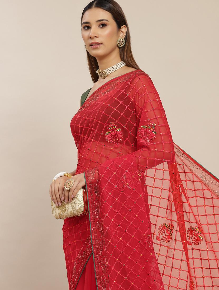 women's embroidered saree with blouse - 18404144 - Zoom Image - 3