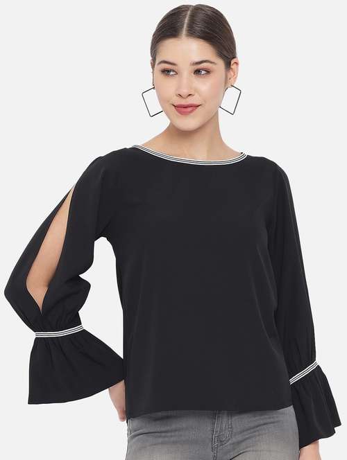 women's straight boat neck top - 18407254 - Very Small Image - 1