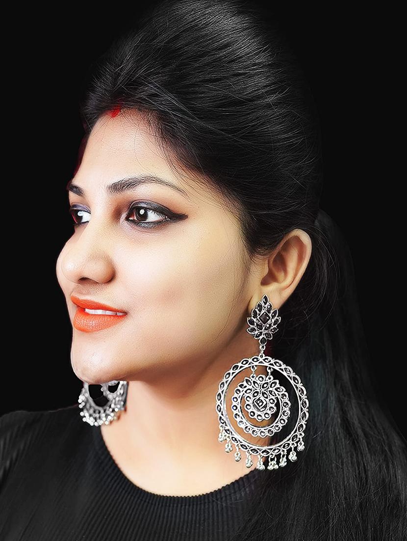 silver plated chandballi earring - 18407892 - Standard Image - 5