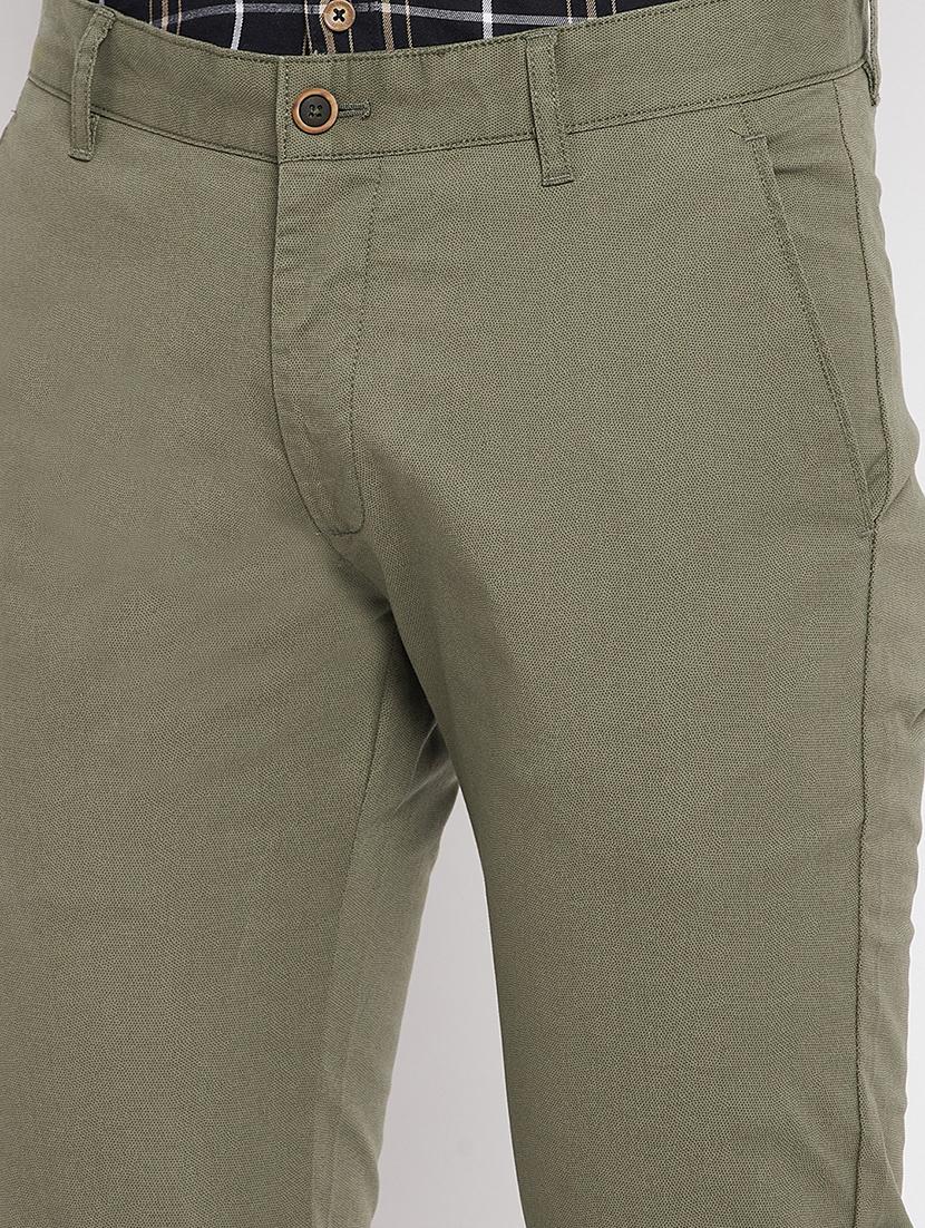 green solid flat front casual trouser - 18409458 - Zoom Image - 4
