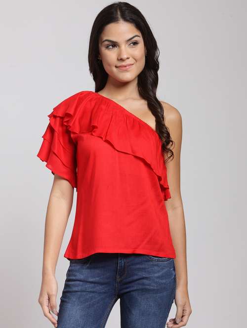 single shoulder solid regular top - 18410144 - Very Small Image - 1