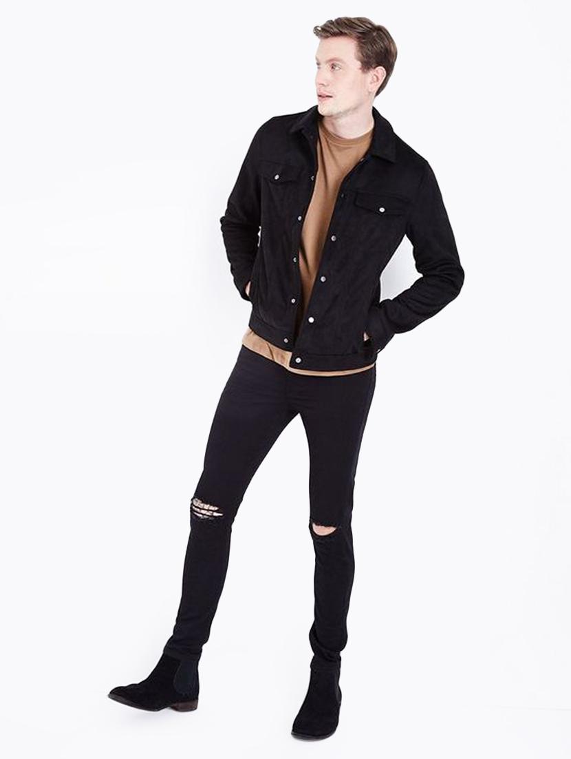 mens slim fit slash knee jeans - 18416978 - Standard Image - 2