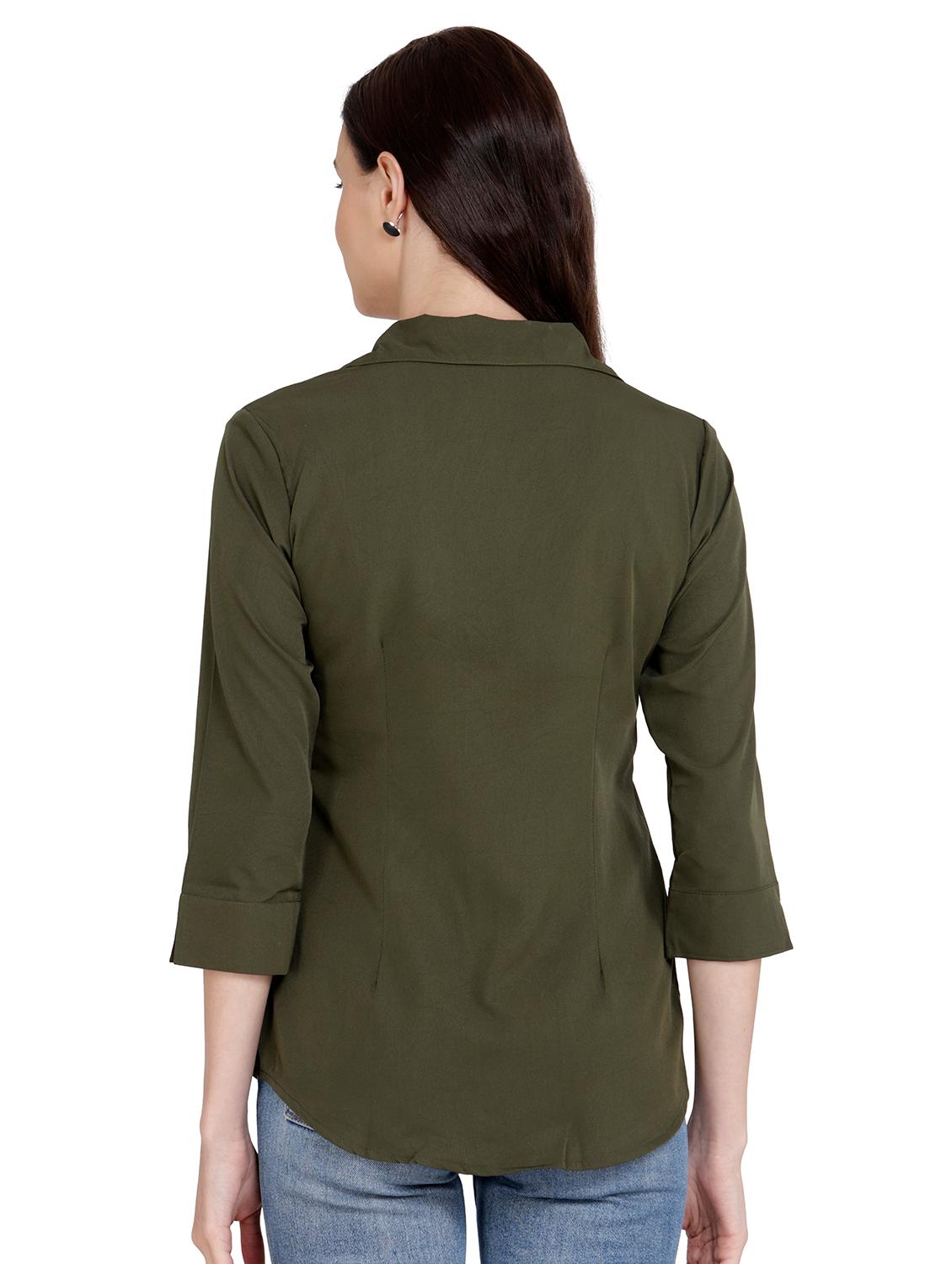 curved hem solid shirt - 18422516 - Zoom Image - 2