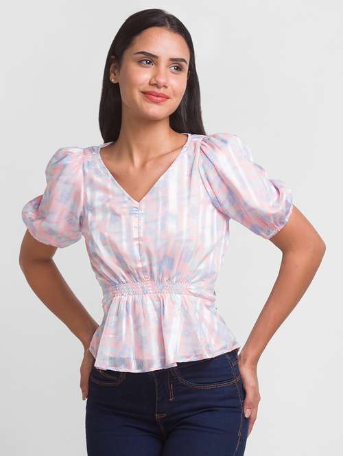 women's peplum v neck top - 18431992 - Very Small Image - 1