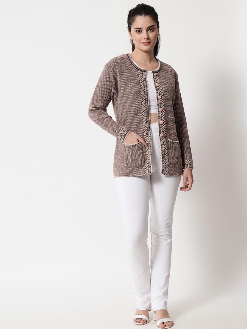 long sleeved self-desined wool cardigan - 18432051 - Zoom Image - 3