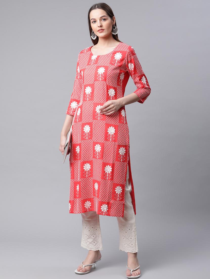 red kurta pant set - 18433609 - Zoom Image - 2