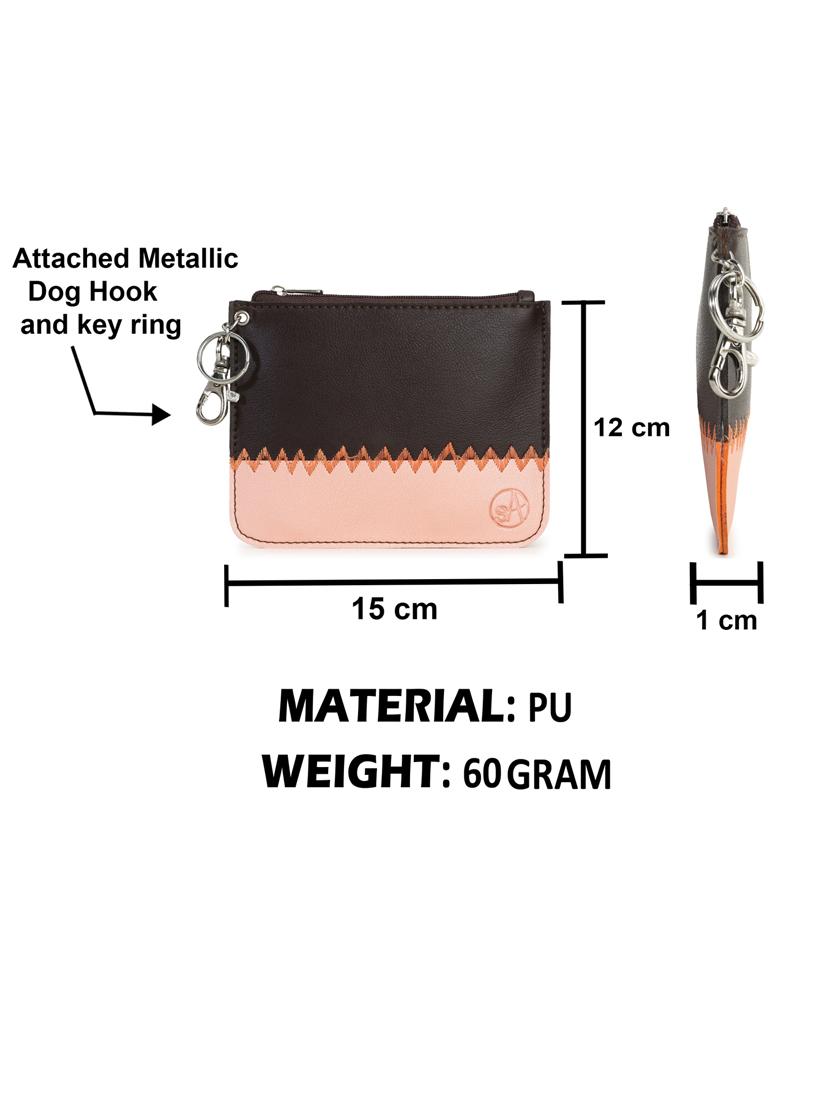 brown color block regular pouch - 18434365 - Standard Image - 8