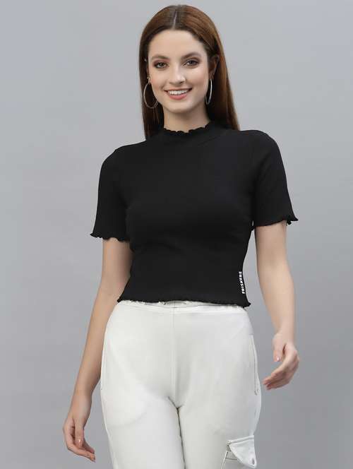 women's crop mock neck top - 18439876 - Very Small Image - 1